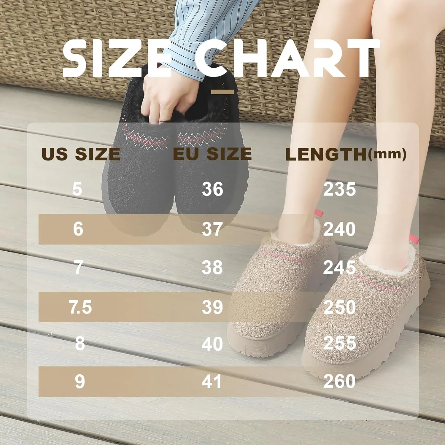Women's Platform Fuzzy Slippers, Warm Winter Snow Mini Boots with Memory Foam, Fur Fleece Lined House Shoes Indoor and Outdoor