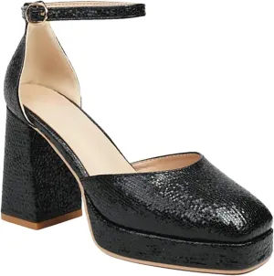 Women's Platform Pumps, Gold Silver Closed Toe Spring Summer