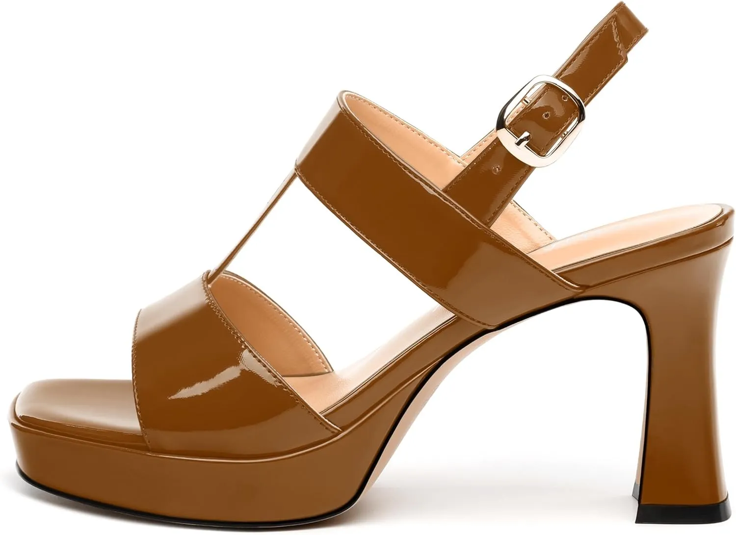 Women's Platform Sandals, Buckle Ankle Strap Open Toe Heeled Sandal, Fashion High Heel Sandals for Wedding Partying Dating