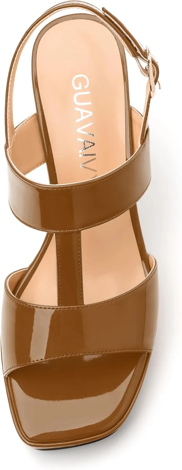 Women's Platform Sandals, Buckle Ankle Strap Open Toe Heeled Sandal, Fashion High Heel Sandals for Wedding Partying Dating
