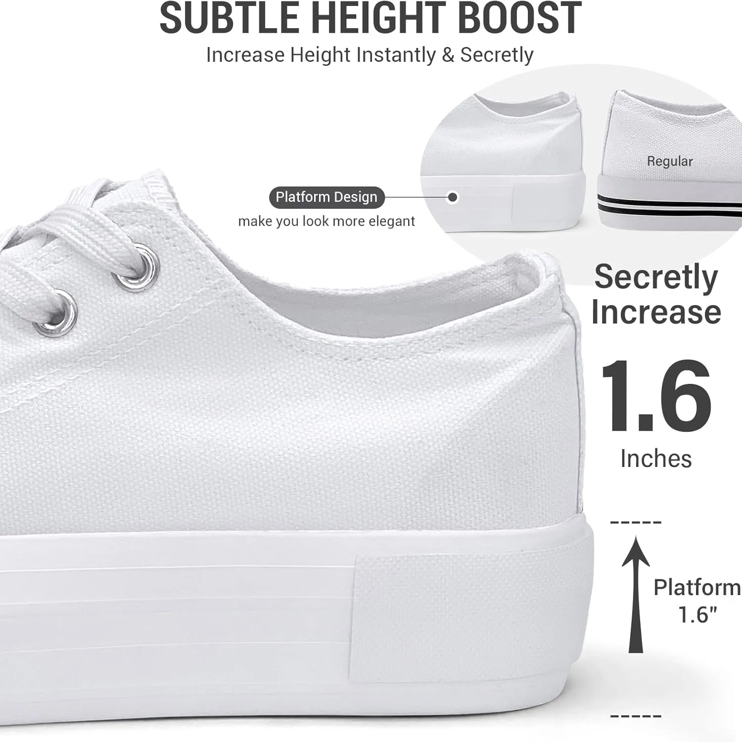 Women's Platform Sneakers 4cm Height Increase, Classic Canvas Platform Low Top Sneakers for Women and Teen Girls, Multiple Colors Fashion Trendy Cute Shoes
