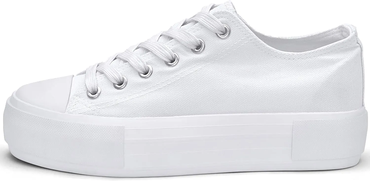 Women's Platform Sneakers 4cm Height Increase, Classic Canvas Platform Low Top Sneakers for Women and Teen Girls, Multiple Colors Fashion Trendy Cute Shoes