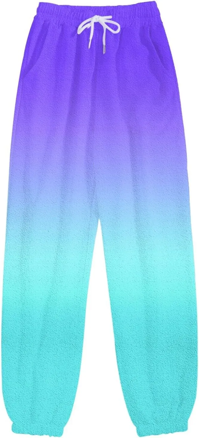 Womens Running Exercise Trousers Trendy High Waist Gradient Print Jogger Sweatpant Work Office High Waist Casual Pant