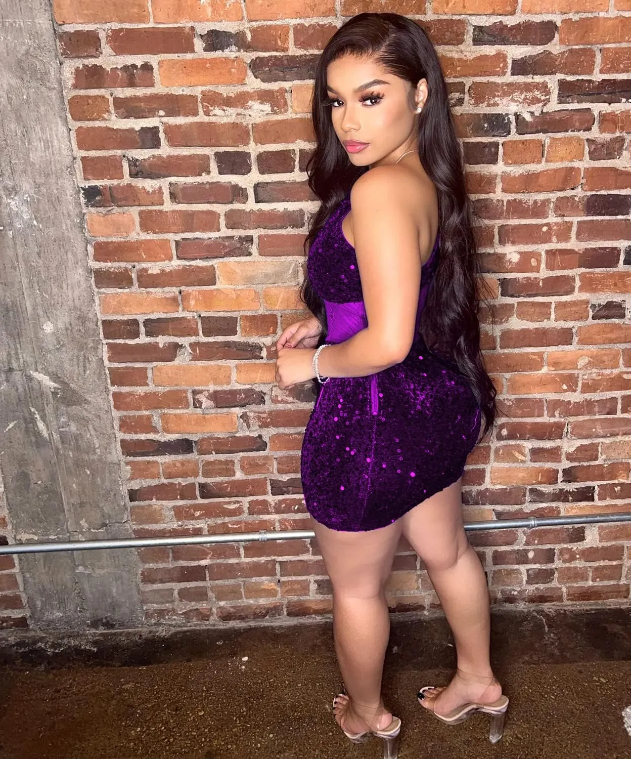 Women's Sexy Elegant Bodycon Dress Party Club Night Outfit Hot Drilling Mini Dress Clubwear