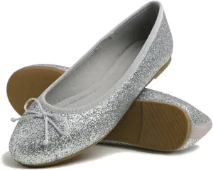 Women's Shiny Ballet Flats Sparkle Memory Foam Cushioned Colorful Glitter