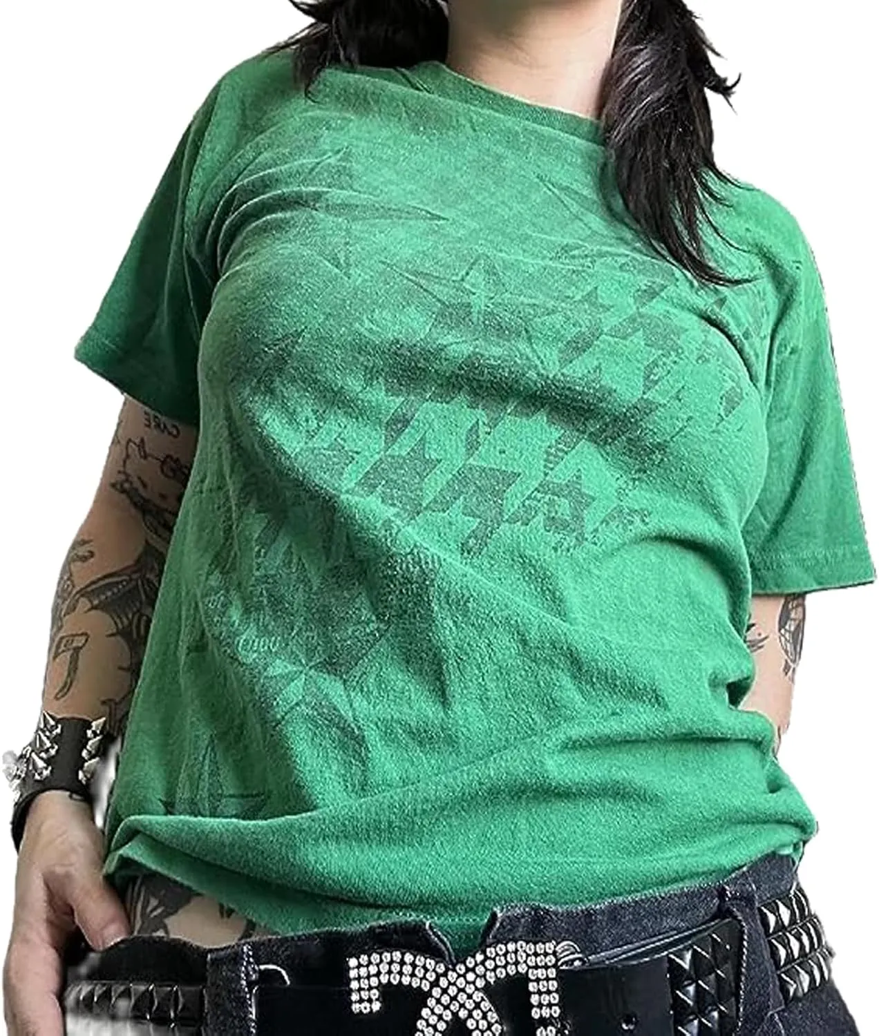 Women's Short Sleeve Crop Tops Crew Neck Skull Star Print Gothic T Shirts Aesthetic Grunge Going Out Y2k Blouses Top