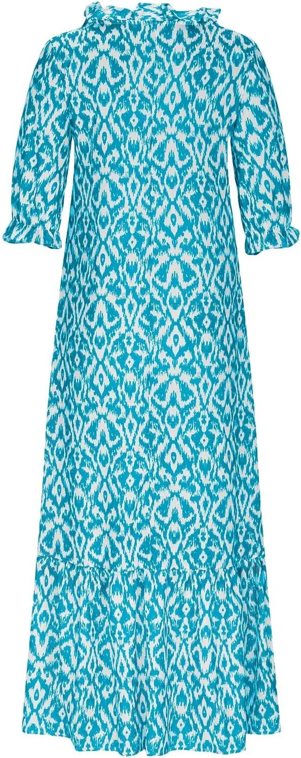 Womens Short Sleeve Trendy 2025 Maxi Dress Boho Print Dresses V-Neck A Line Elegant Beach Dresses