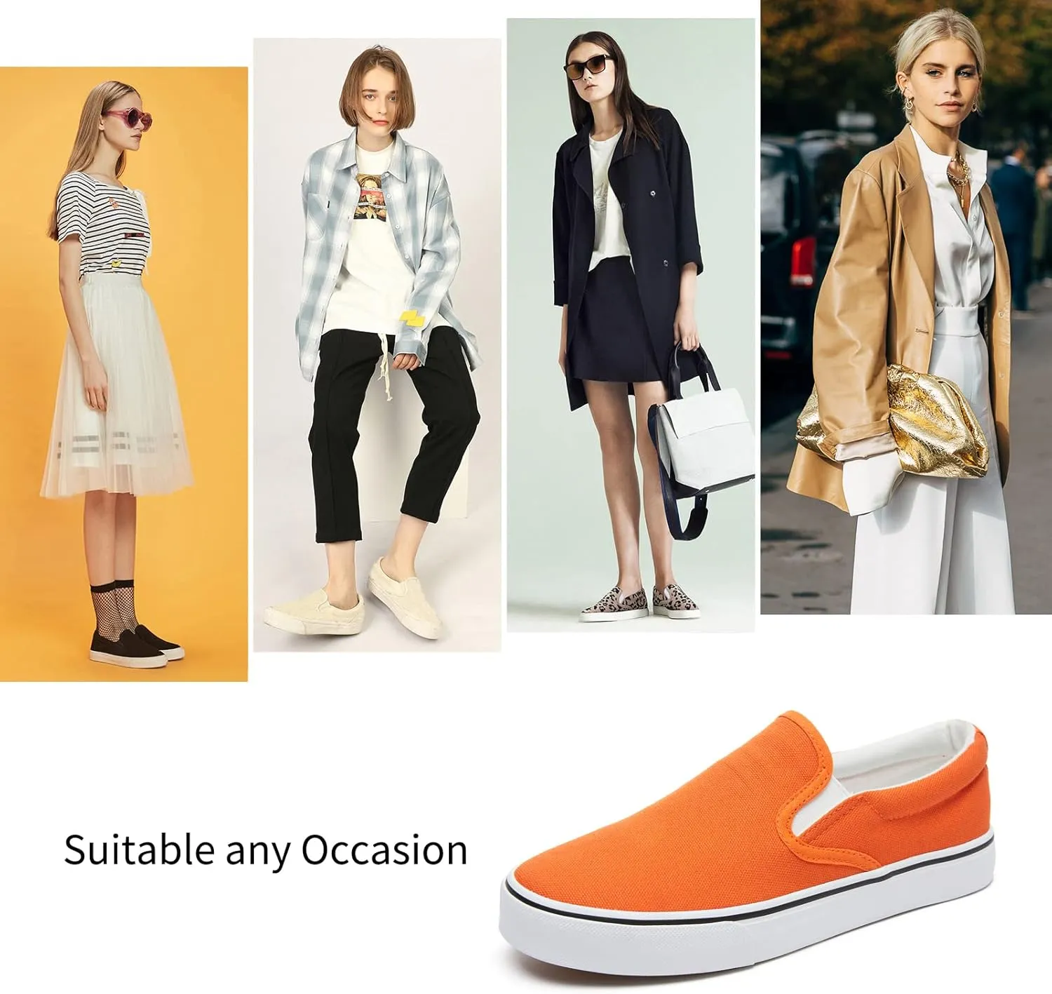 Women's Slip on Shoes Canvas Sneakers Loafers Non Slip Shoes Low Top Casual Shoes