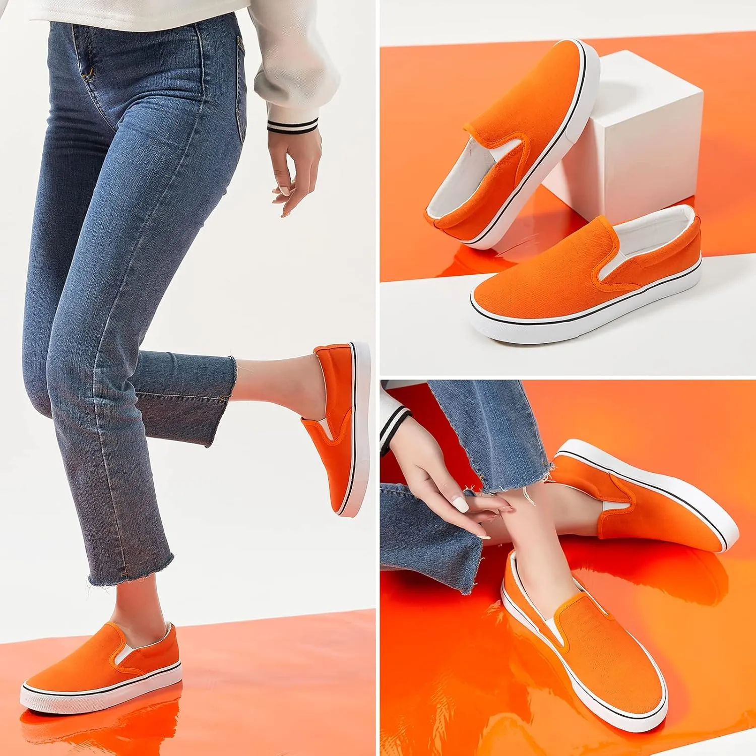 Women's Slip on Shoes Canvas Sneakers Loafers Non Slip Shoes Low Top Casual Shoes