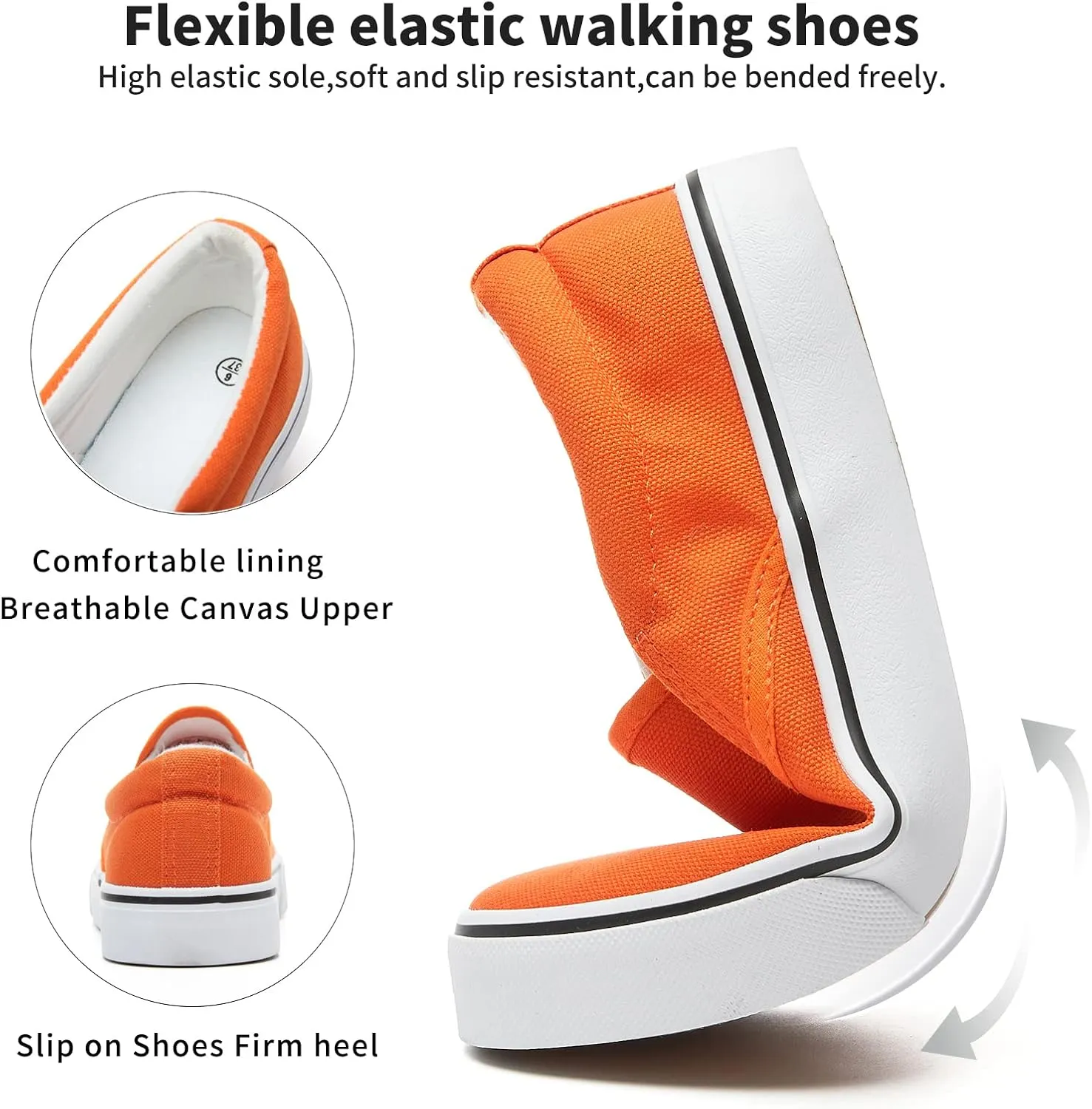 Women's Slip on Shoes Canvas Sneakers Loafers Non Slip Shoes Low Top Casual Shoes