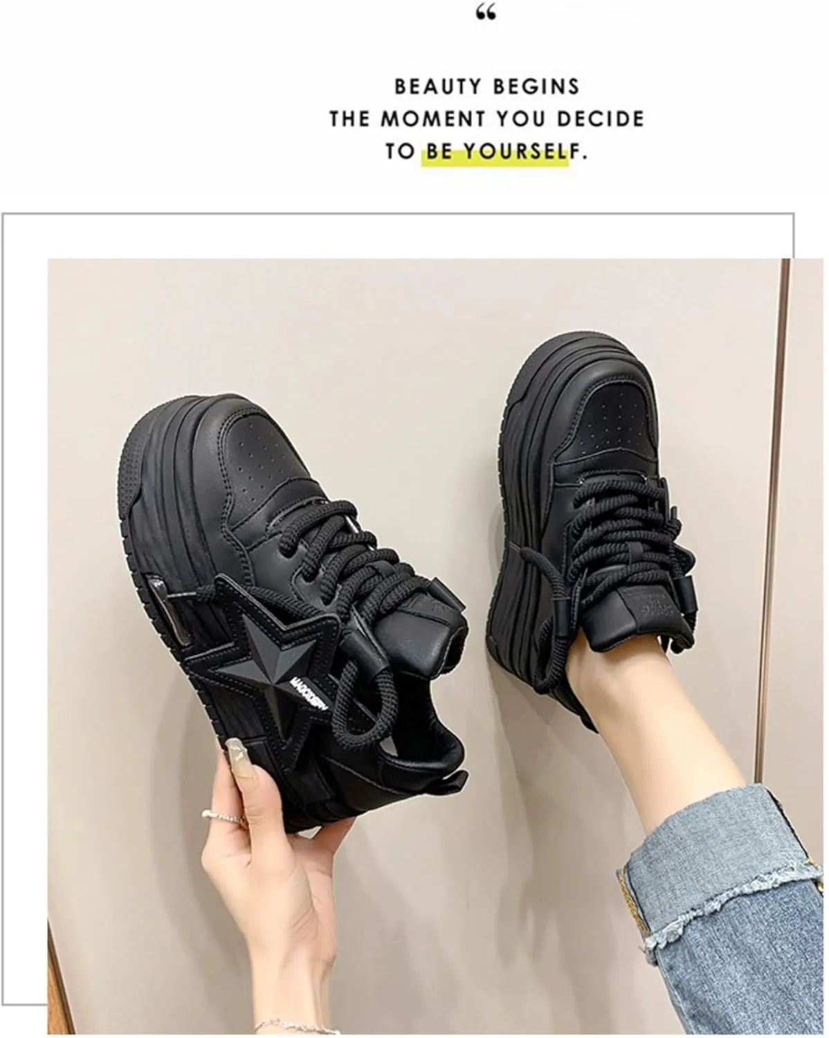 Women's Sneakers Exaggerated Star Chunky Platform Bold Retro Streetwear Shoes Thick Sole Y2K Fashion Daily Outfits