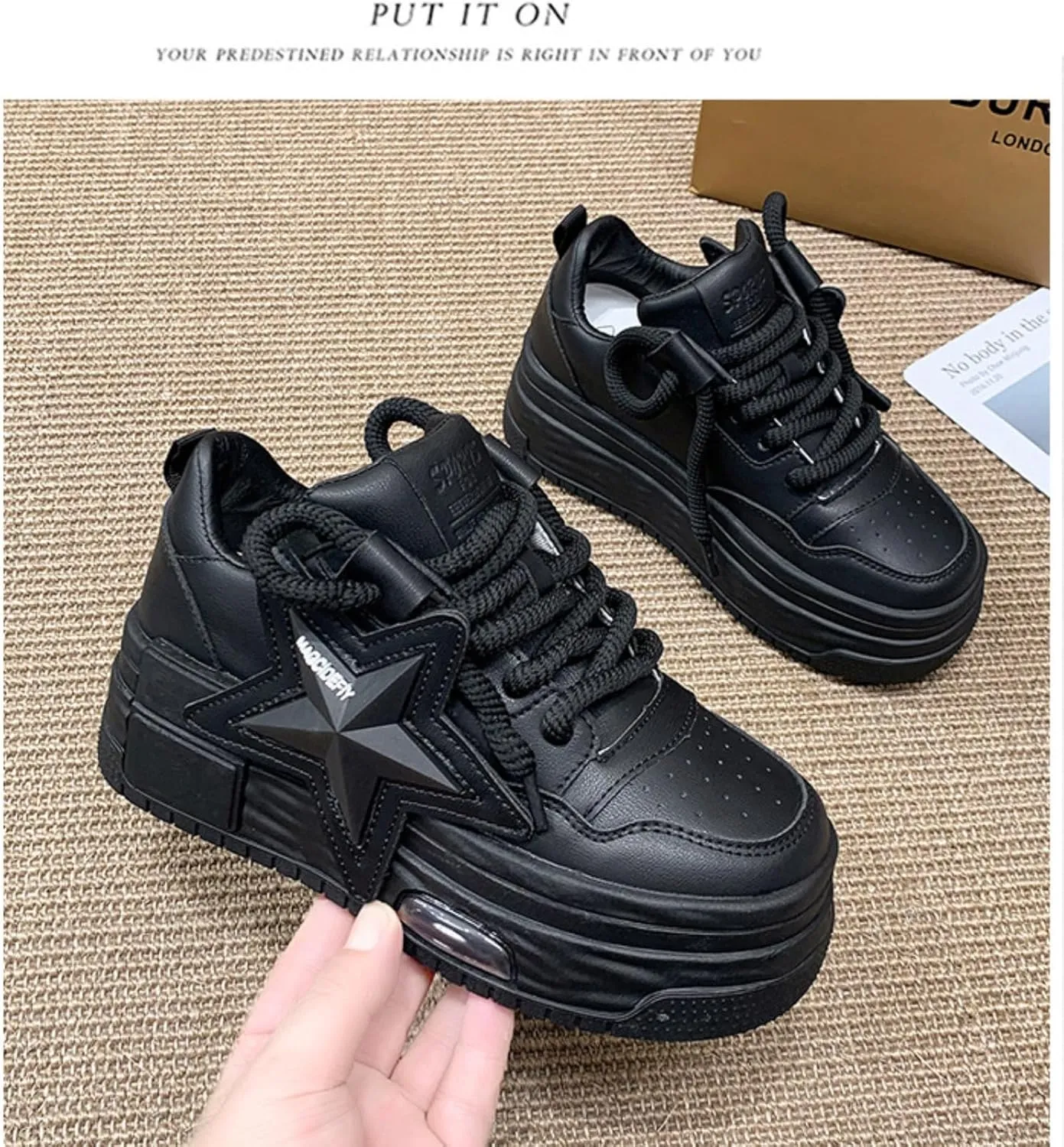 Women's Sneakers Exaggerated Star Chunky Platform Bold Retro Streetwear Shoes Thick Sole Y2K Fashion Daily Outfits