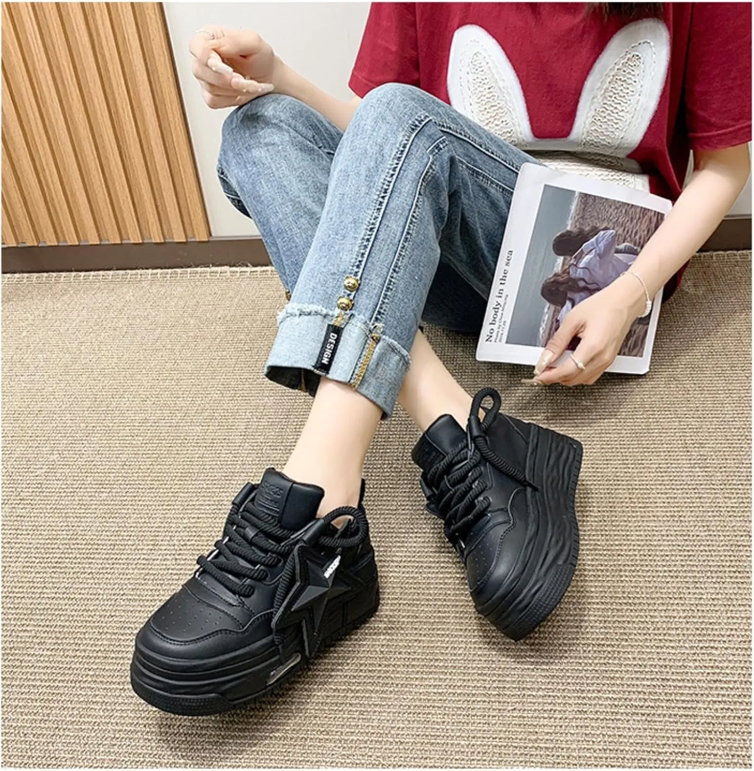 Women's Sneakers Exaggerated Star Chunky Platform Bold Retro Streetwear Shoes Thick Sole Y2K Fashion Daily Outfits