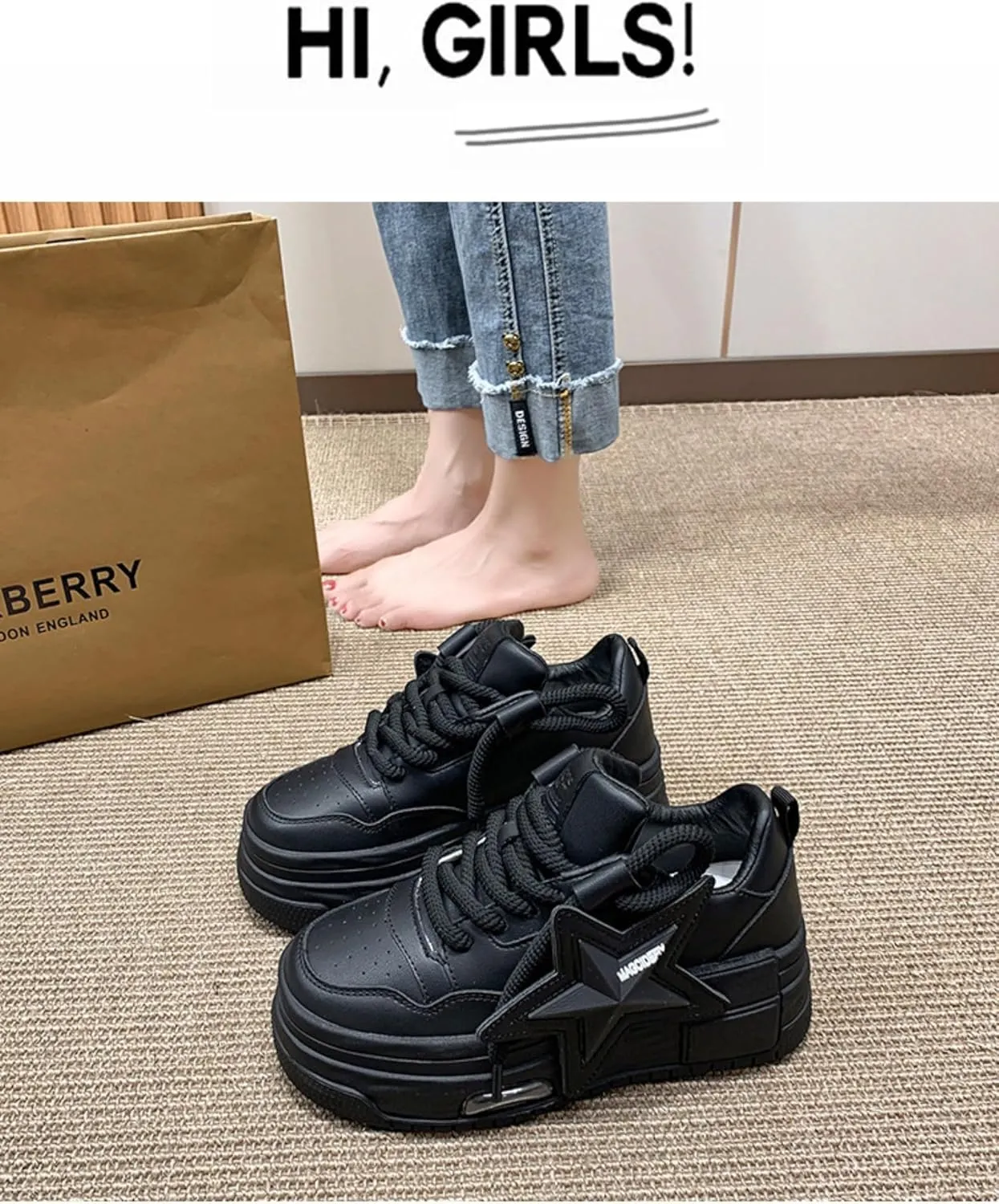 Women's Sneakers Exaggerated Star Chunky Platform Bold Retro Streetwear Shoes Thick Sole Y2K Fashion Daily Outfits
