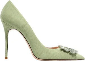 Women's Star Rhinestone Pumps, Leather Buckle Stiletto
