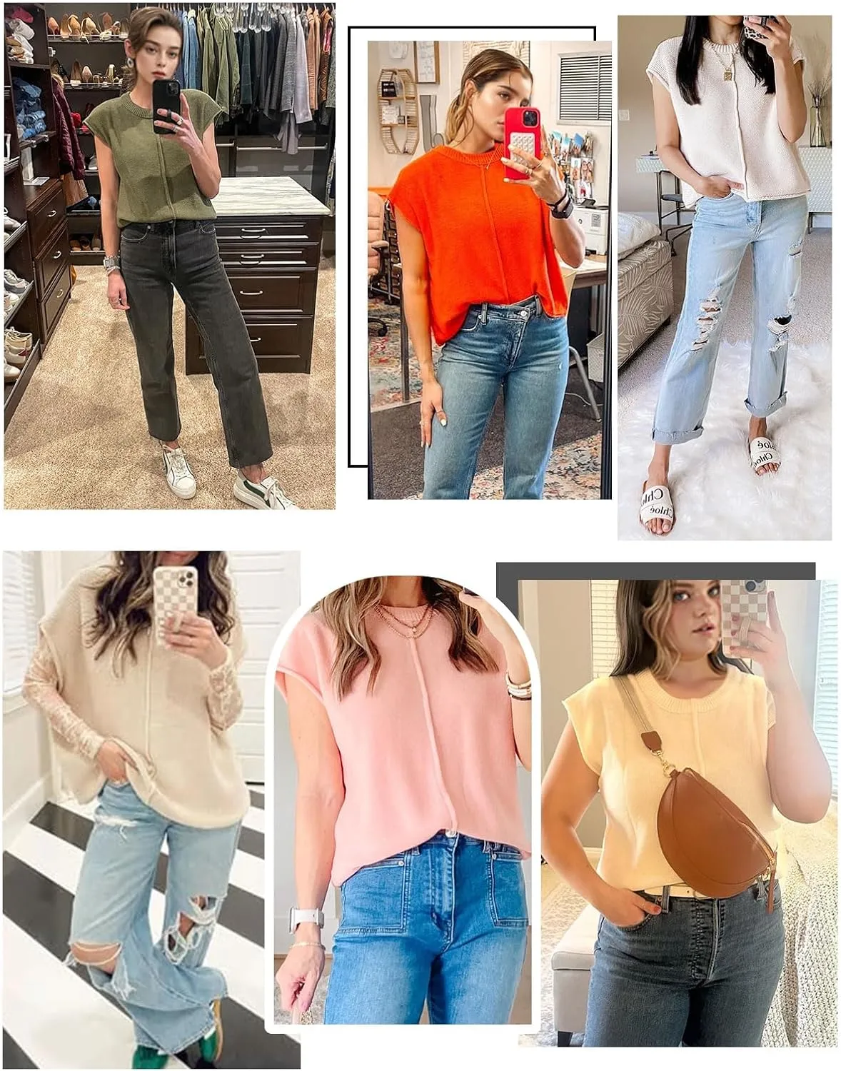 Womens Summer Cap Sleeve Tops 2025 Trendy Loose Knit Sweater Vests Cute Shirts Outfits Spring Fall Casual Tops