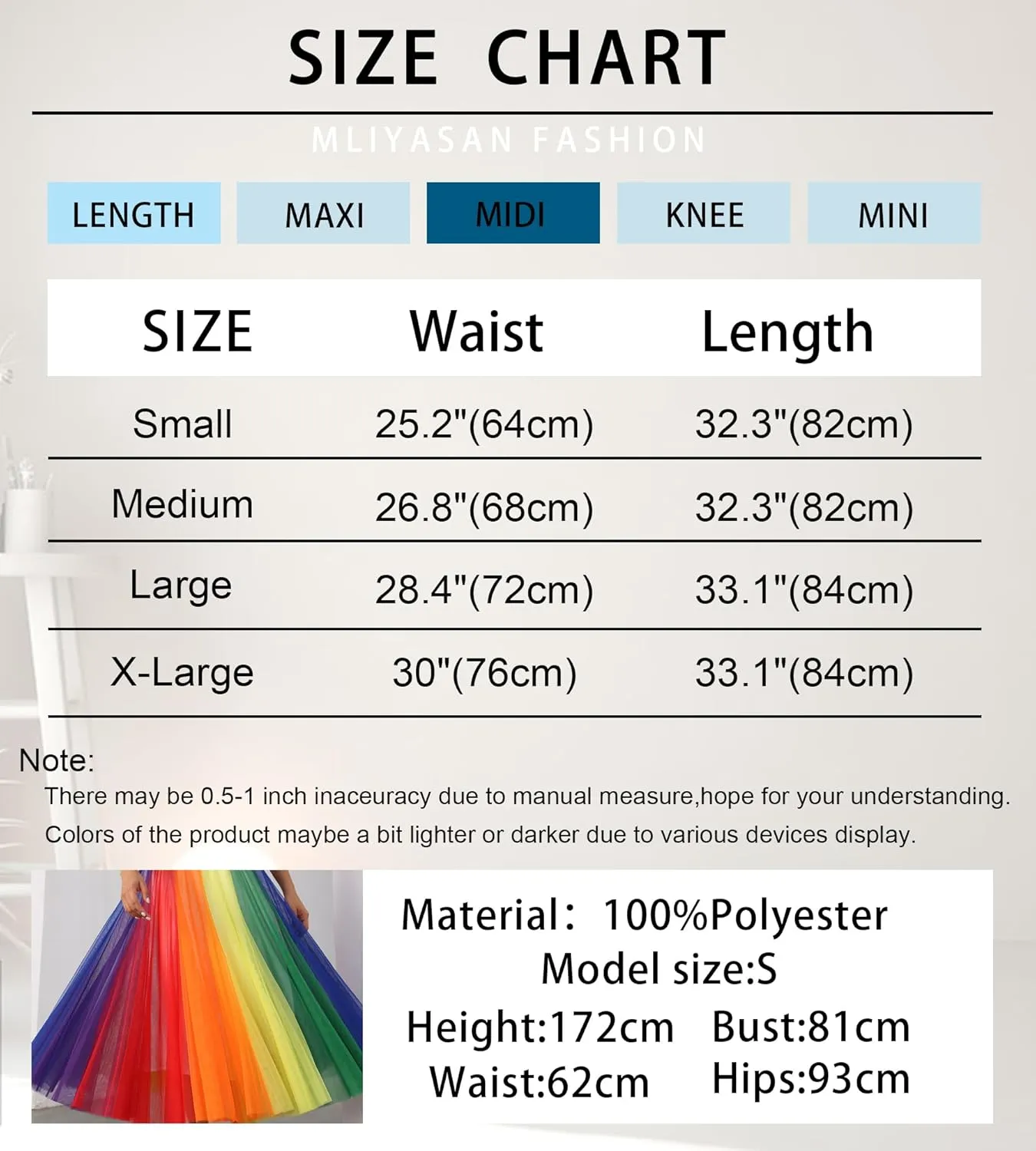 Women’s Tulle Skirts Midi Elastic High Waist Pleated Mesh Flowy A-Line Party Long Tutu Skirts…