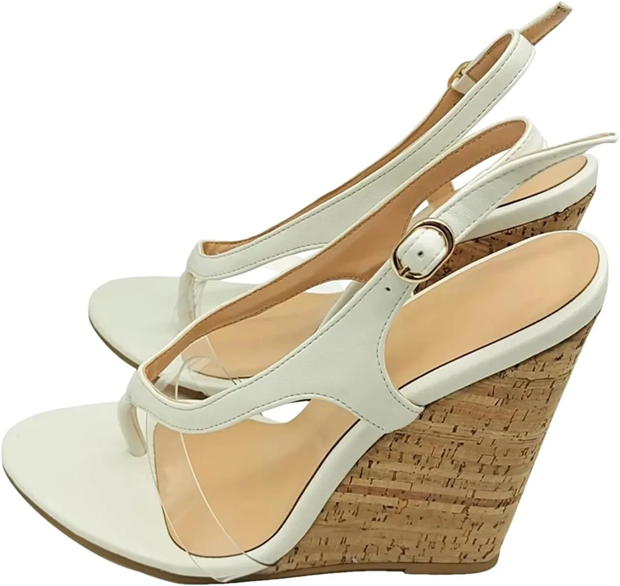 Women's Wedge Flip Flop Sandals, Open Toe Ankle Strap Summer Comfort