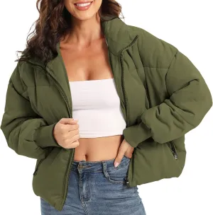 Women’s Winter Baggy Zip Puffer jackets Short Down Jacket Coat
