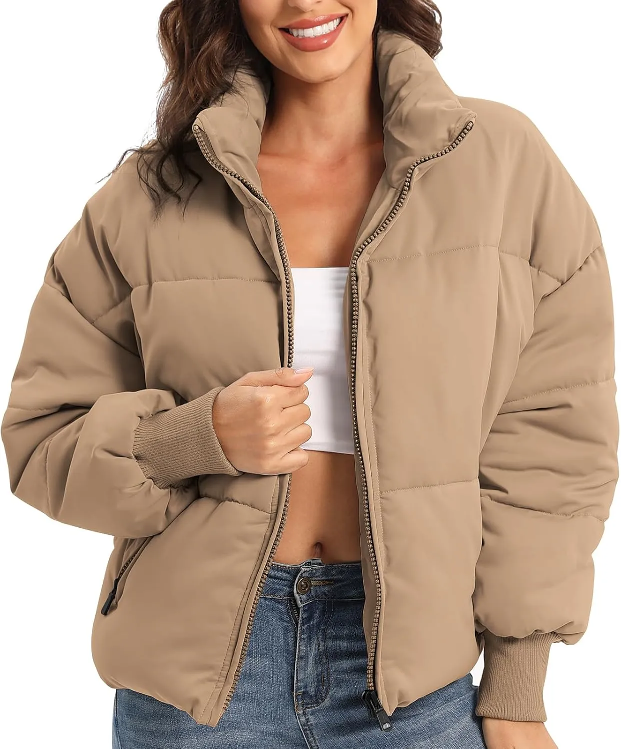 Women’s Winter Baggy Zip Puffer jackets Short Down Jacket Coat