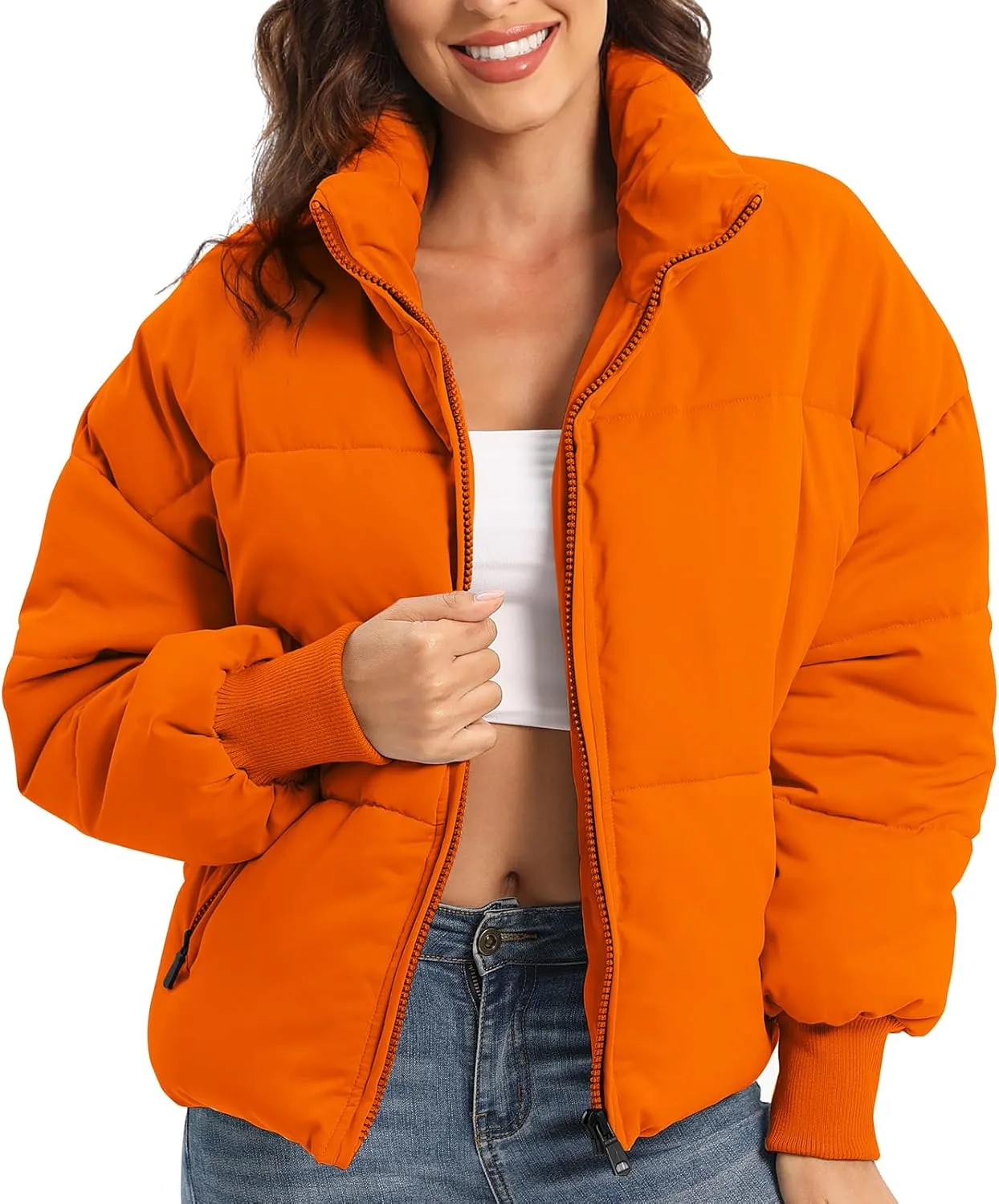 Women’s Winter Baggy Zip Puffer jackets Short Down Jacket Coat