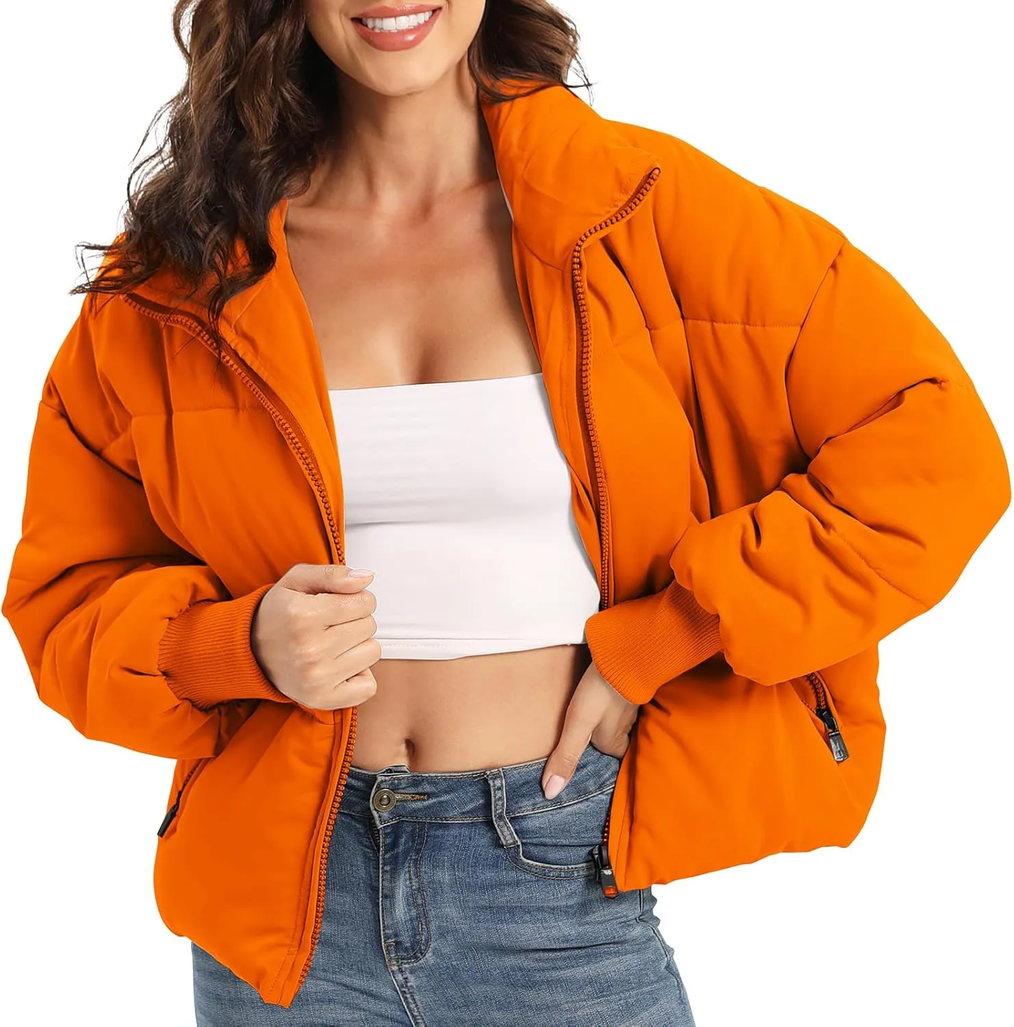 Women’s Winter Baggy Zip Puffer jackets Short Down Jacket Coat