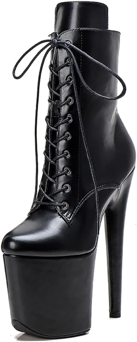 WUXIN H&P 8 Inch Pole Dance Boot Shoes, Exotic Stiletto Platform Heels
