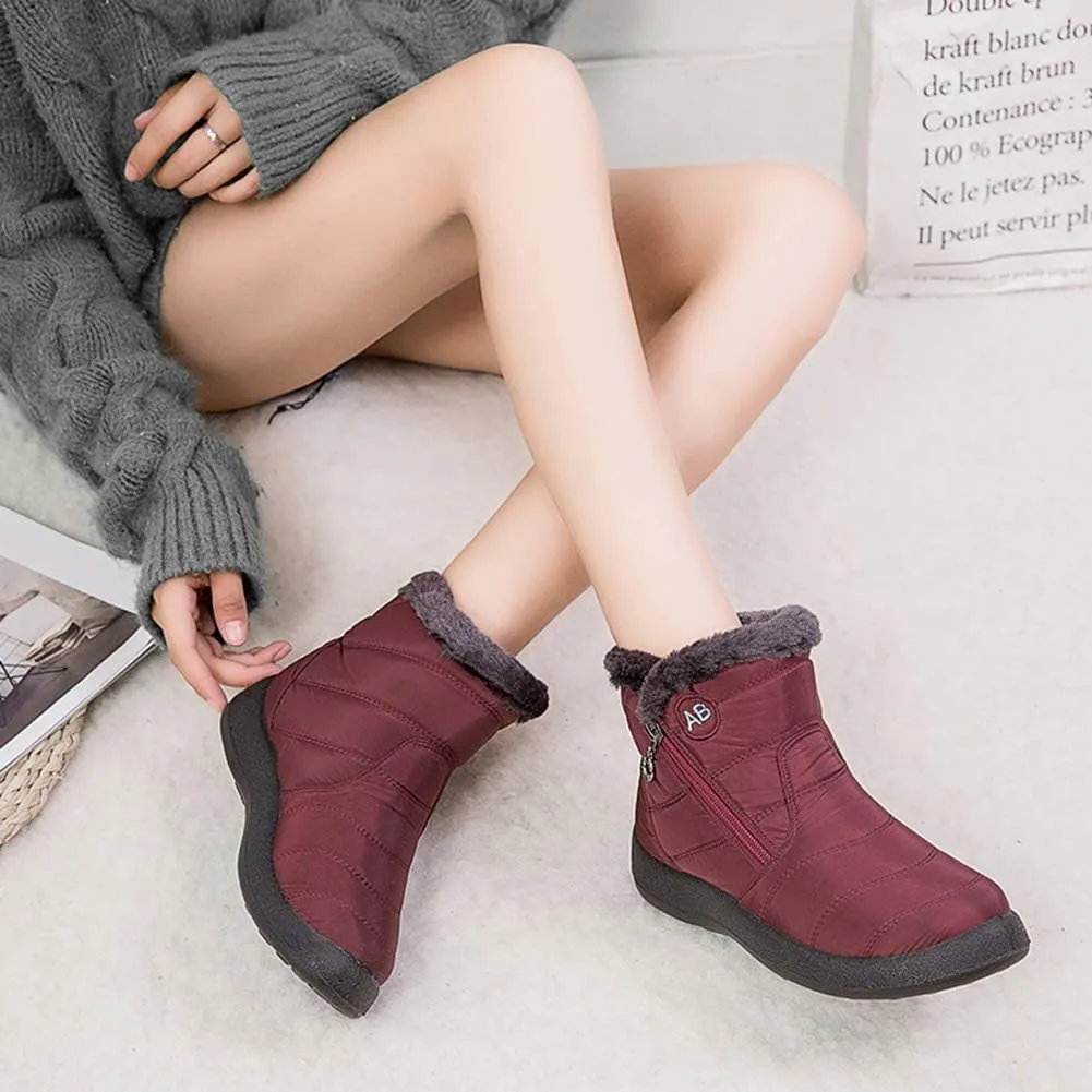 XIANV Womens Snow Boots Winter Anti-Slip Waterproof Ankle Warm Fur Lined House Shoes