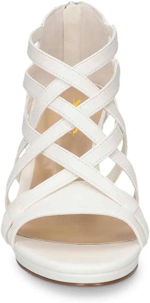 XYD Women Ballroom Strappy Sandals Round Open Toe Block Low Heel Pumps Back Zip Dance Party Dress Shoes