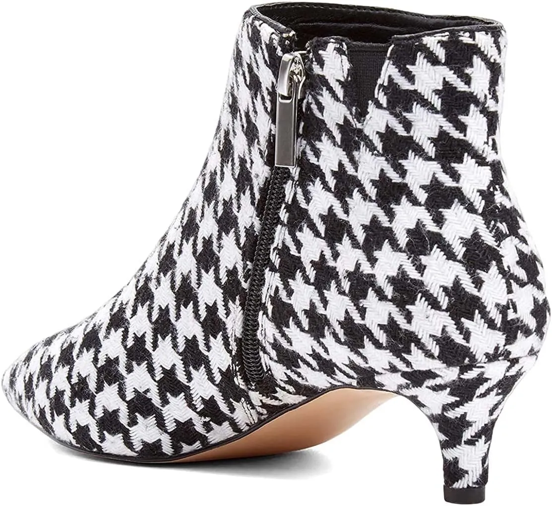 XYD Women Chic Low Kitten Heel Ankle Boots Pointed Closed Toe Side Zipper Prom Glitter Party Fashion Short Bootie Shoes