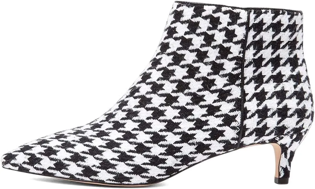 XYD Women Chic Low Kitten Heel Ankle Boots Pointed Closed Toe Side Zipper Prom Glitter Party Fashion Short Bootie Shoes