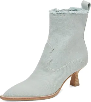 XYD Women Denim Boots Pointed Toe Side Zipper Ankle Booties Kitten Low Heels Dress Casual Party Shoes