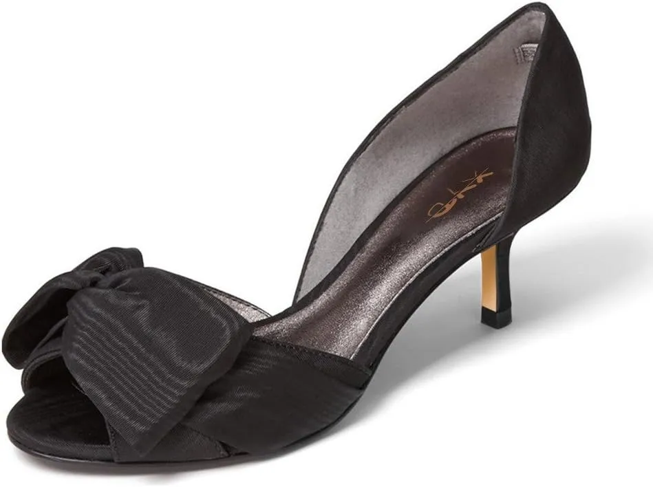 XYD Women Low Heel D'Orsay Pumps Peep Toe Slip On Dress Evening Sandals Shoes with Bowknot