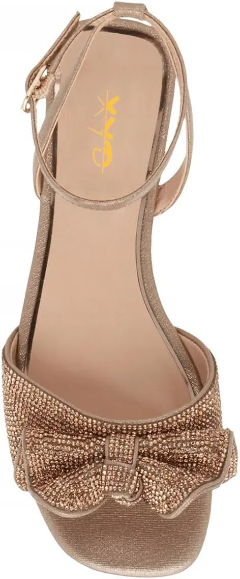 XYD Women Open Toe Ruffle Sandals Ankle Strappy Rhinestones Studs Low Heel Flats Buckled Dating Casual Shoes