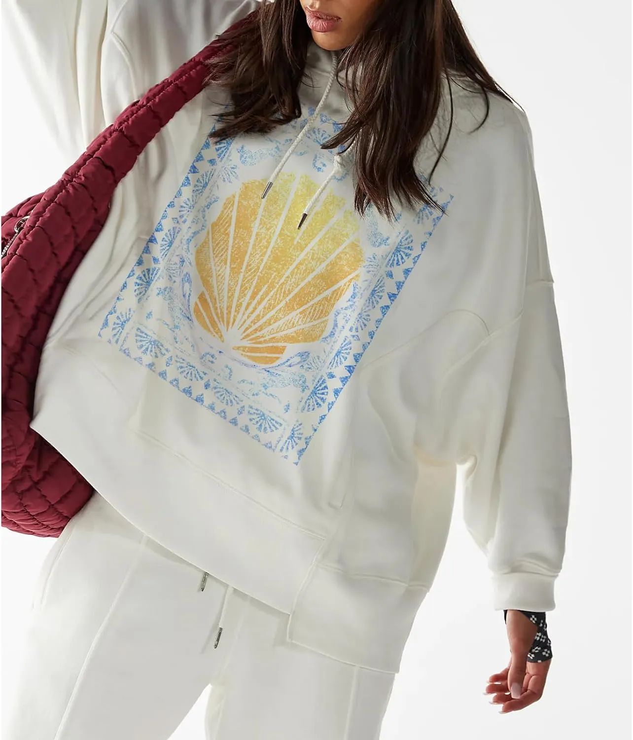 Y2k Oversized Sweatshirts Womens Long Sleeve Crewneck Cute Star Striped Graphic Hoodies Shirts Teens Girl Jacket