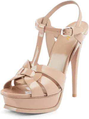 YDN Women's Strappy High Heeled Platform Sandals Peep Toe Stiletto Heels T-strap Ankle Strap Buckled Elegant Dress Shoes Size 4-16 US