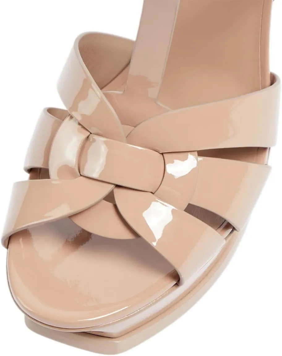 YDN Women's Strappy High Heeled Platform Sandals Peep Toe Stiletto Heels T-strap Ankle Strap Buckled Elegant Dress Shoes Size 4-16 US