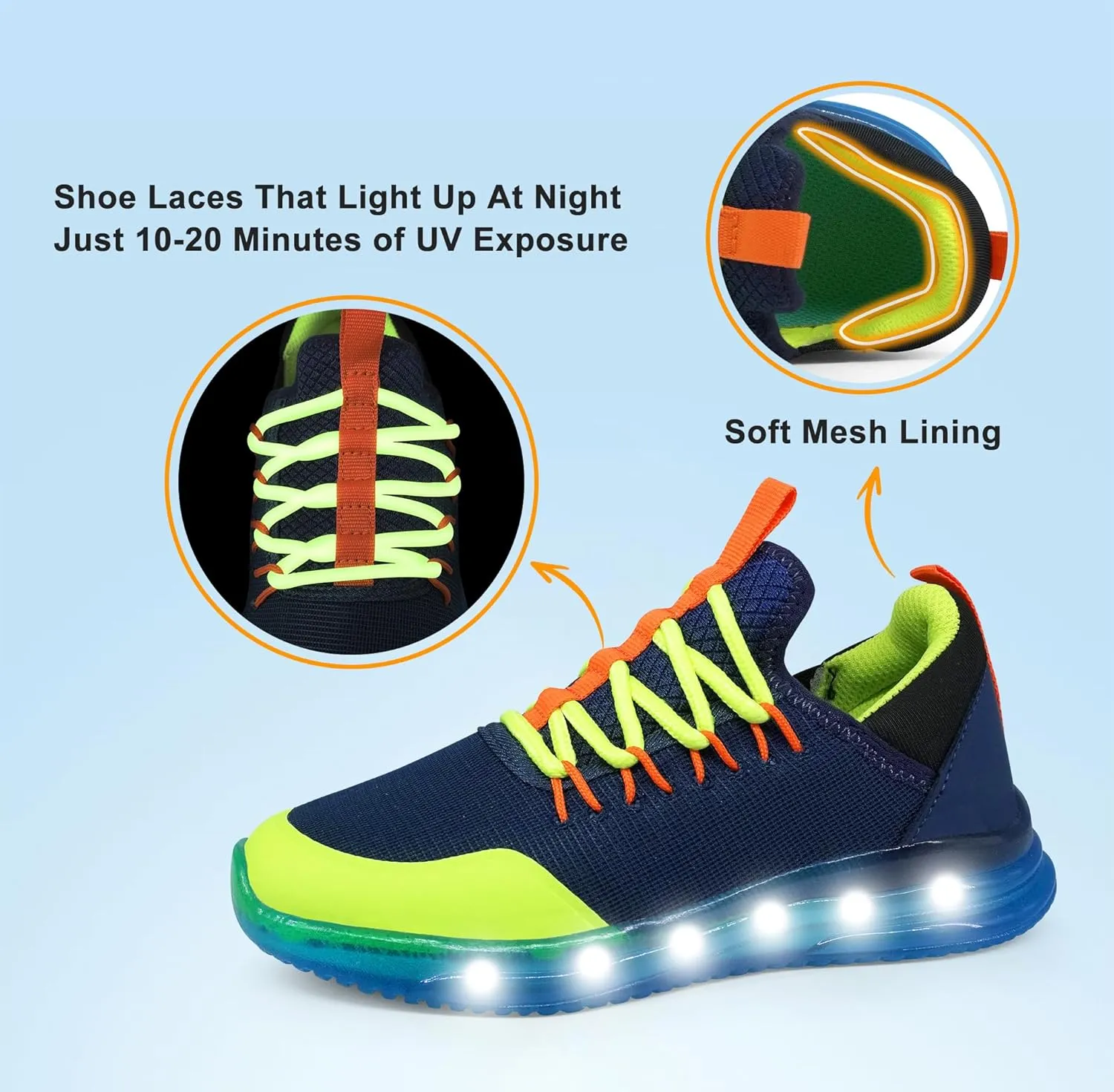 YESKIS Toddler Boys Girls Light Up Shoes Lightweight Mesh Breathable Fashion Led Flashing Walking Running Sneakers for Toddler and Little Kid
