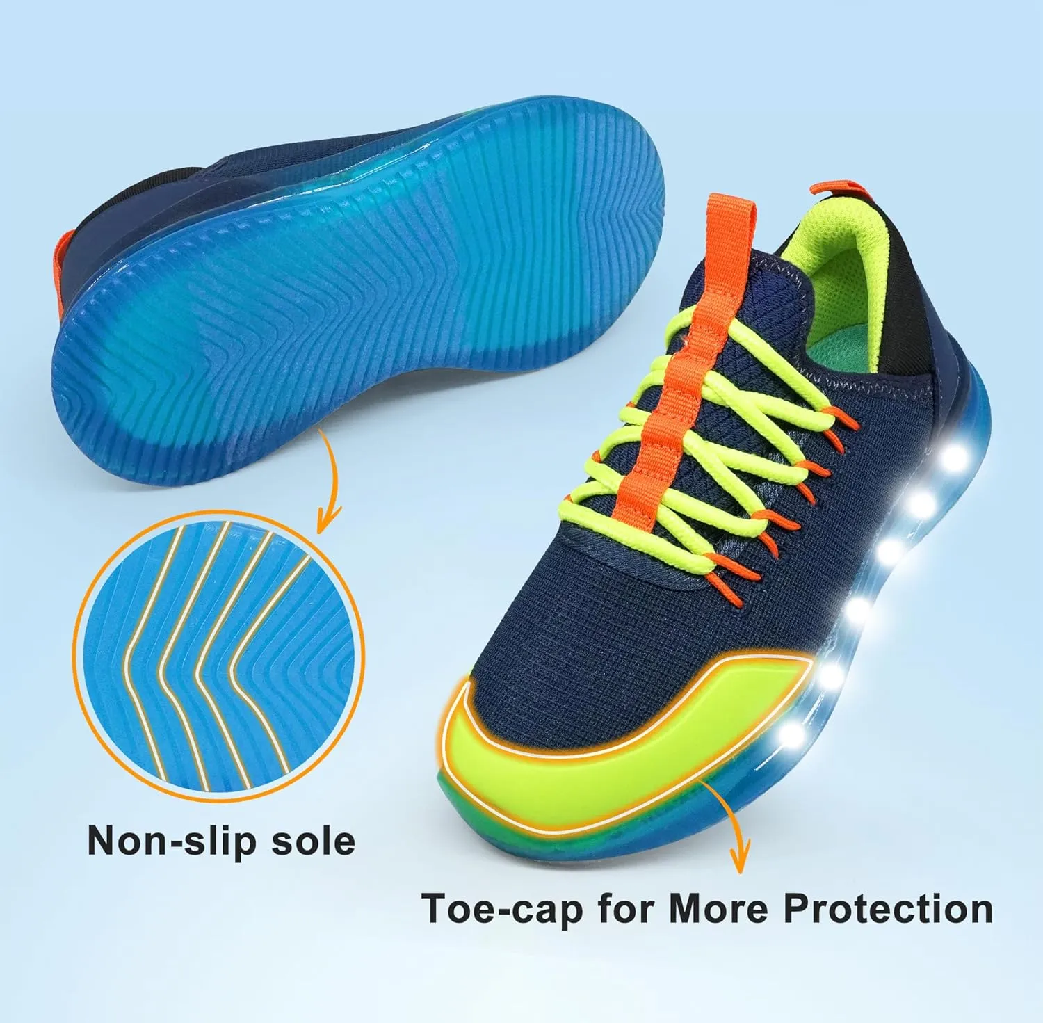 YESKIS Toddler Boys Girls Light Up Shoes Lightweight Mesh Breathable Fashion Led Flashing Walking Running Sneakers for Toddler and Little Kid