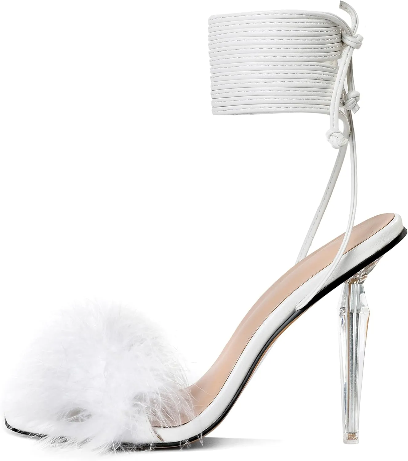 YODEKS Women's High Heel Sandals Strappy Stiletto High Heel Open Square Toe Shoes