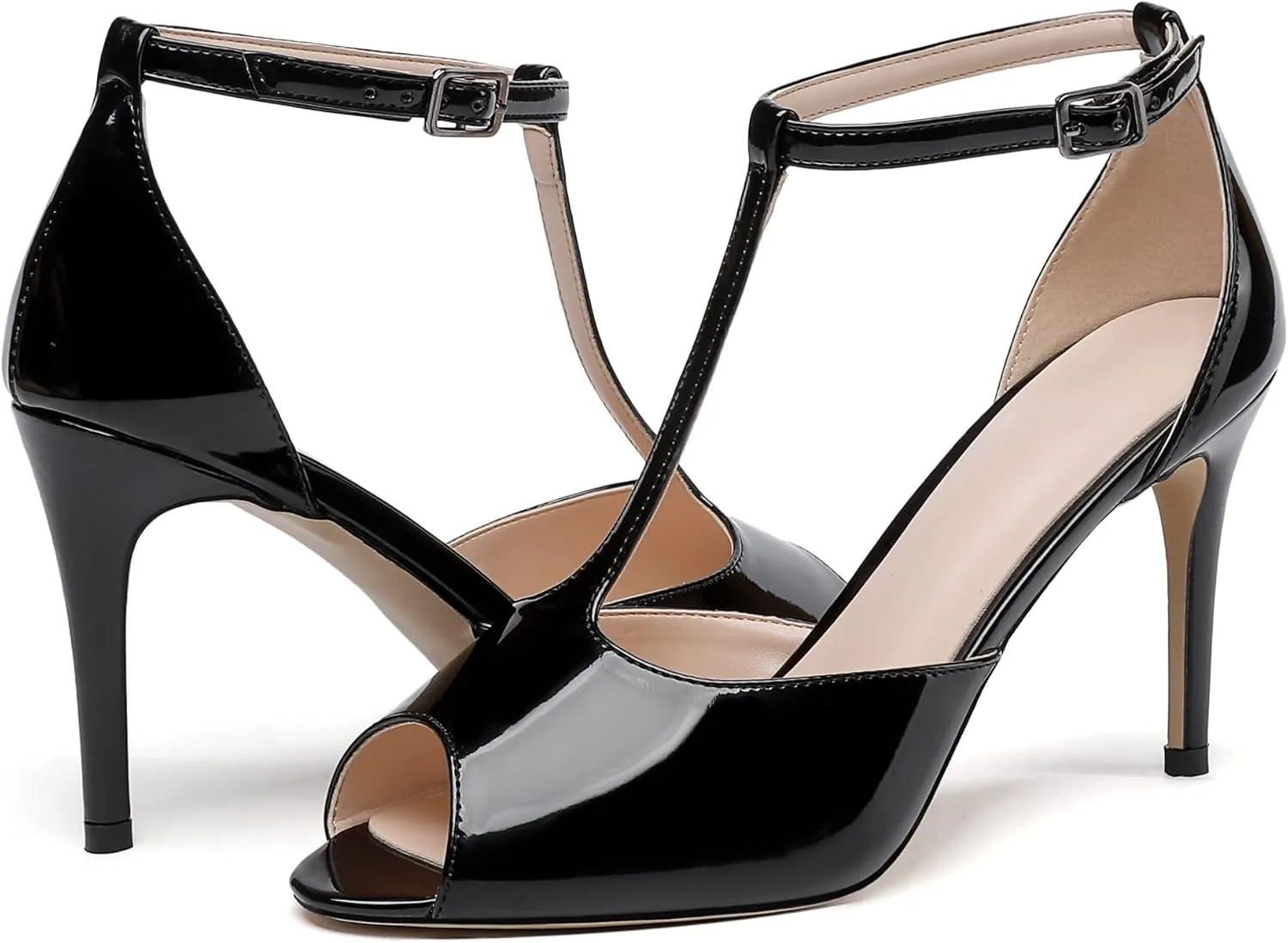 Zamikoo Women's Peep Toe Sandals Ankle Strap Stiletto Pumps Dress Shoes
