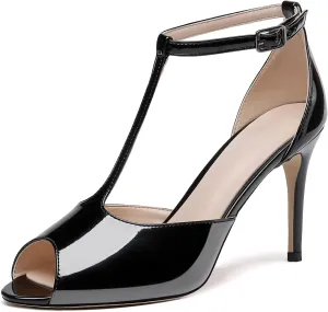 Zamikoo Women's Peep Toe Sandals Ankle Strap Stiletto Pumps Dress Shoes