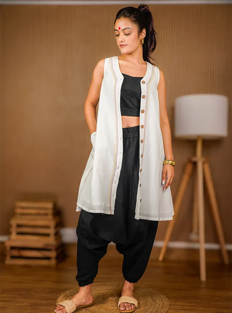 Zara Dress | Handloom Cotton Shirt Dress with Embroidery