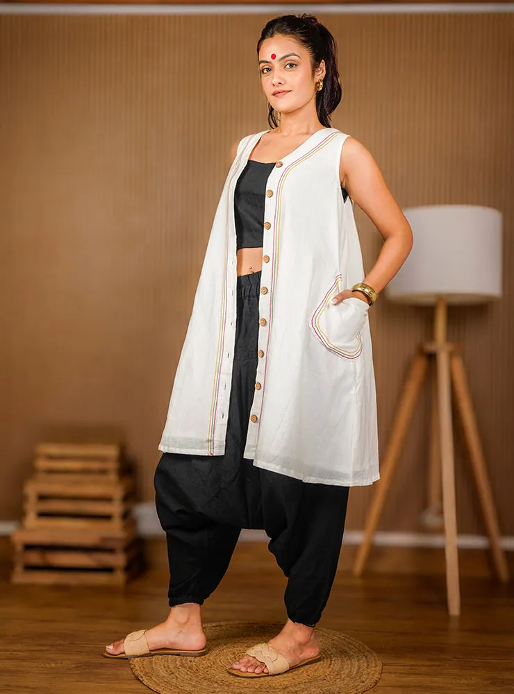Zara Dress | Handloom Cotton Shirt Dress with Embroidery
