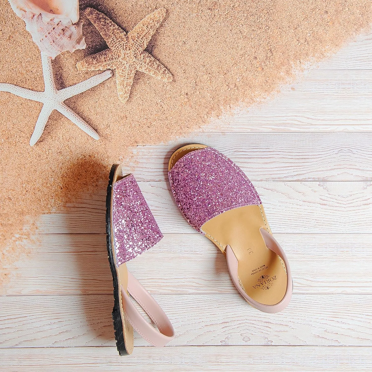 ZORIANA® Sandals for Women Handmade Leather, Dressy, Comfortable Sling Back Shoes Flat - Fashion Exclusively Made in Spain - Avarca Summer Trending Slingback Shoes 2023, 100% Spanish Genuine Leather