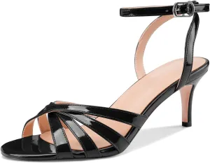 Z.Oufeier Womens’ Slingback Kitten Low Lace Up Heels Adjustable Ankle Strap Open Toe Sandals For Party Dress Wedding