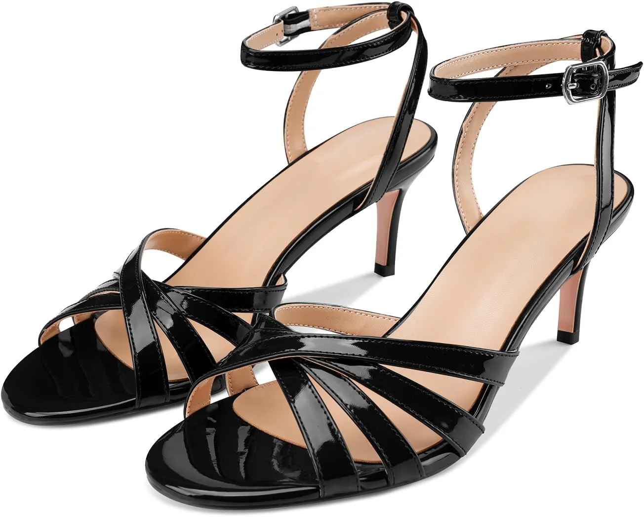 Z.Oufeier Womens’ Slingback Kitten Low Lace Up Heels Adjustable Ankle Strap Open Toe Sandals For Party Dress Wedding