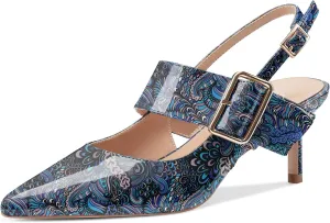 Z.Oufeier Women’s Slingback Low Stiletto Heels Close Pointed Toe Sandals Slip On Buckle Strap Mary Jane Dress Pumps Shoes