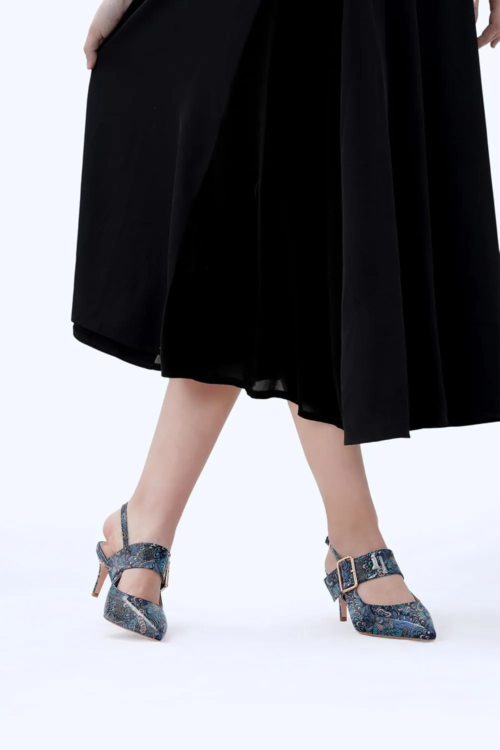 Z.Oufeier Women’s Slingback Low Stiletto Heels Close Pointed Toe Sandals Slip On Buckle Strap Mary Jane Dress Pumps Shoes