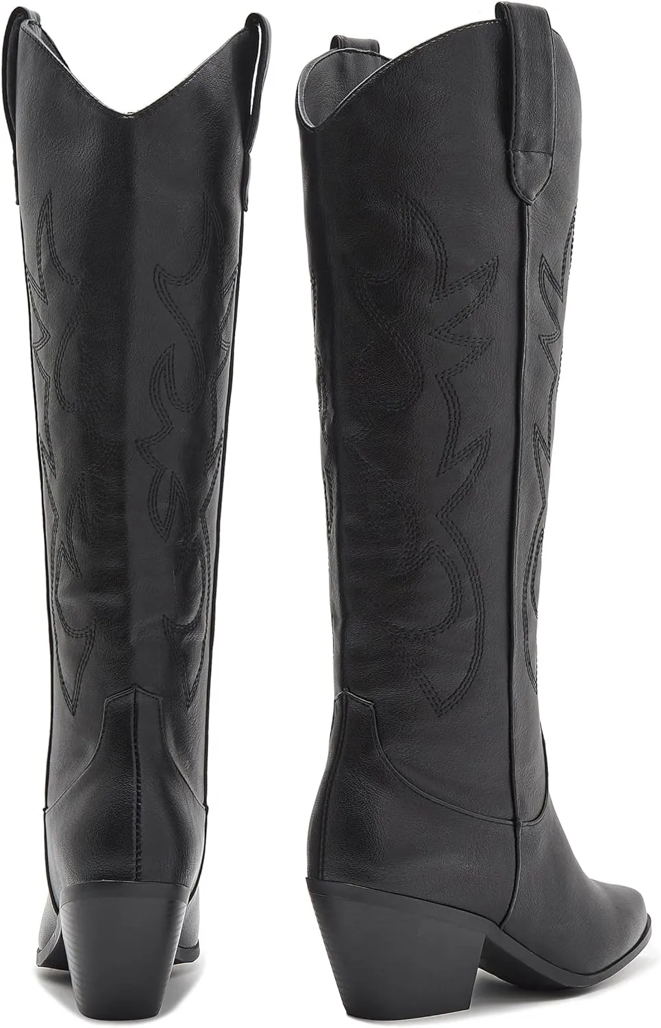 ZXHYZLZ Cowboy Boots For Women -Wide Calf Knee High Cowgirl Boots Botas Vaqueras Para Mujer Classic Embroidered Slip On Pointed Toe Thick Heel western Tall Boots Great For Country Concerts and Parties